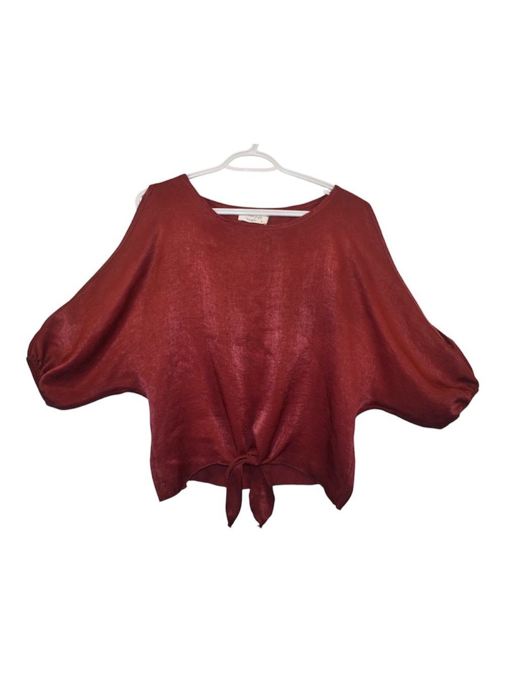 lavender field Burgundy Tie-Front Dolman Top